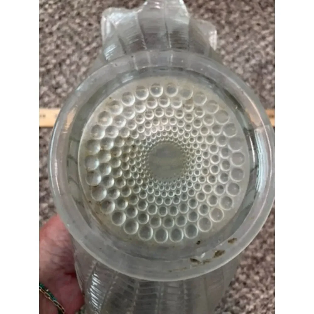vtg LE smith clear glass feather pattern basket with handle